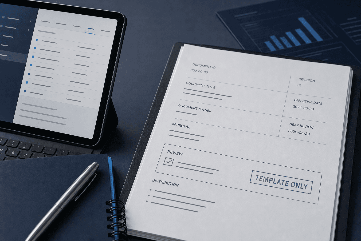 Template-only competent-review stamp on a quality document
